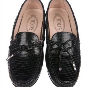 Tod's Black Leather Driving Loafers Size 6